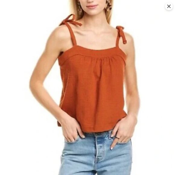 Madewell Tops - *SOLD*Madewell Crosshatch Tie Strap Tank Top Size S